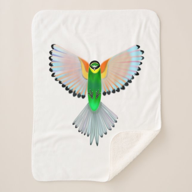 Farbenfrohe Bird Sherpa Blanket Sherpadecke (Vorderseite)