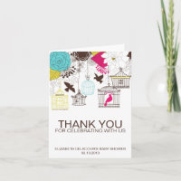 Farbenfrohe Birdcages Kinderdusche Danke Karte