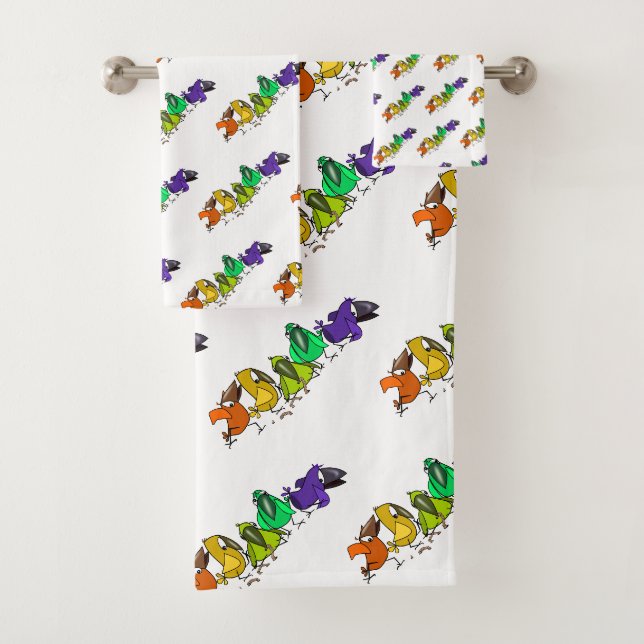 Farbenfrohe Birds Badehandtücher Badhandtuch Set (Insitu)