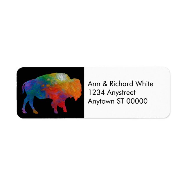 Farbenfrohe Bison-Kunst auf Schwarz und Weiß (Vorne)
