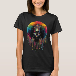 Farbenfrohe Black Queen Afro Melanin Dripping June T-Shirt
