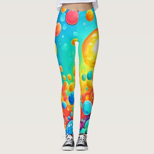 Farbenfrohe Bläschen Kunst Leggings (Vorderseite)