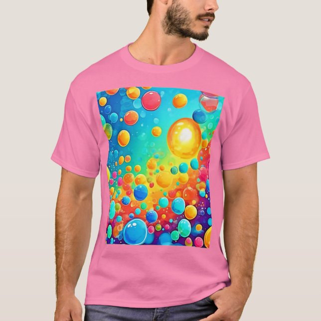 Farbenfrohe Bläschen Kunst T-Shirt (Vorderseite)