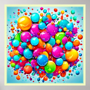 Farbenfrohe Blasen-Explosion Poster