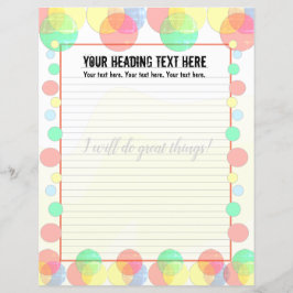 Farbenfrohe Blasen Lined Writer Paper