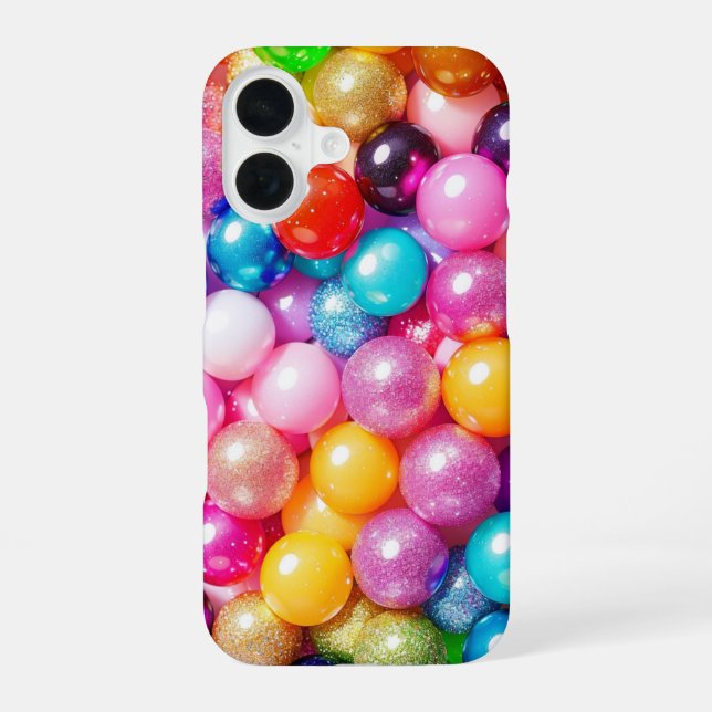 Farbenfrohe Blasen Sparkling Pop Bead iPhone 16 Hülle (Rückseite)