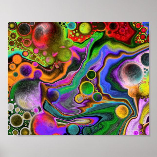 Farbenfrohe Blast Fluid Art Digital Pour Malerei Poster (Vorne)