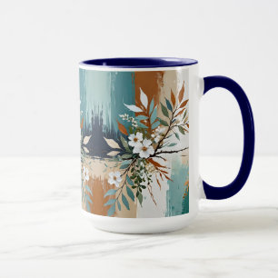 Farbenfrohe Blätter BlütenAbstrakt Aquamarin Blaue Tasse