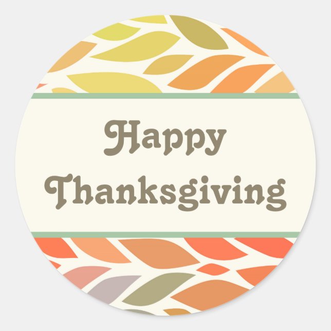 Farbenfrohe Blätter Glückwunsch Thanksgiving Stick Runder Aufkleber (Vorderseite)