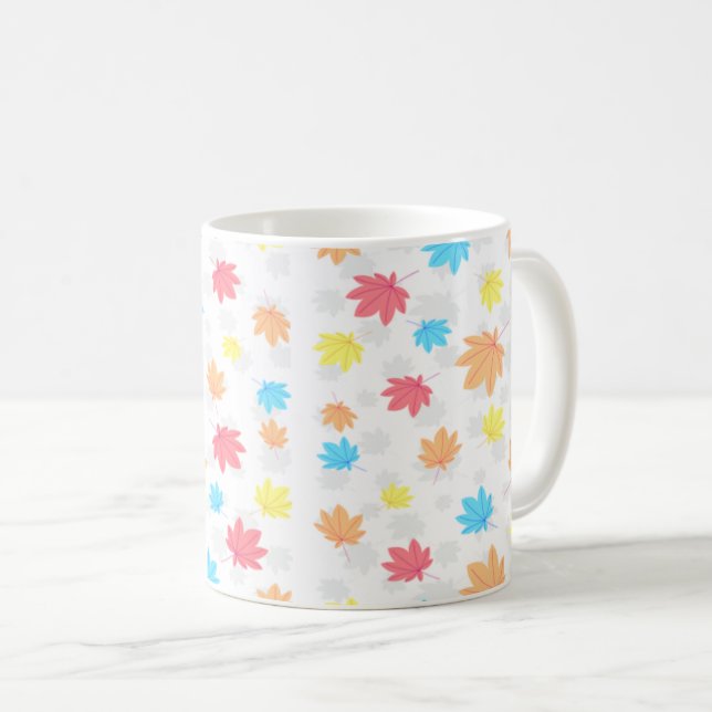 Farbenfrohe Blätter Kaffeetasse (VorderseiteRechts)