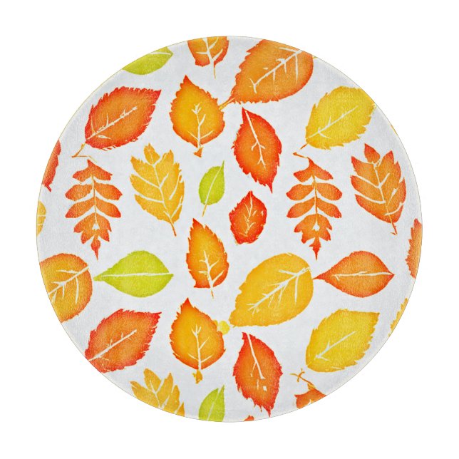 Farbenfrohe Blätter Muster Schneidebrett (Vorderseite)