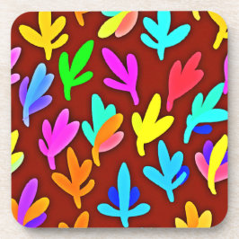 Farbenfrohe Blätter tanzen Muster Getränkeuntersetzer
