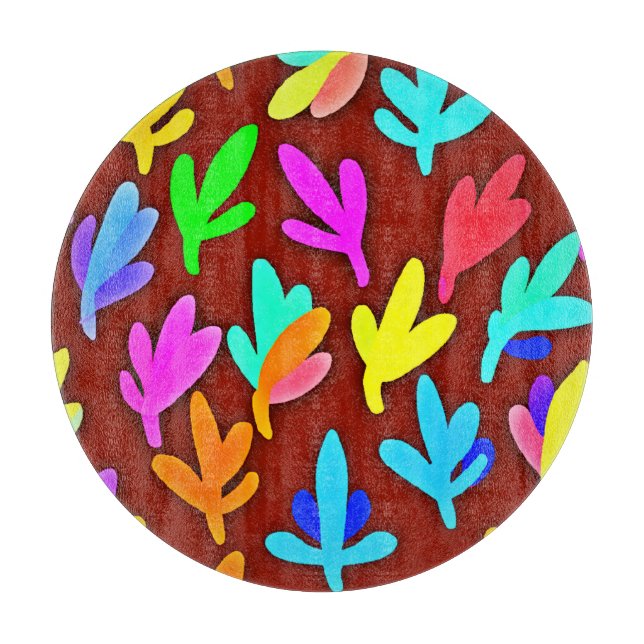 Farbenfrohe Blätter tanzen Muster Schneidebrett (Vorderseite)