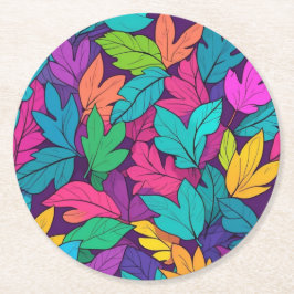 Farbenfrohe Blätter Vibranly Fall Design Runder Pappuntersetzer