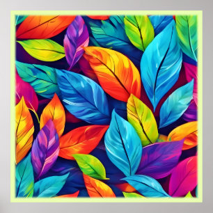 Farbenfrohe Blattmuster-Kunst Poster