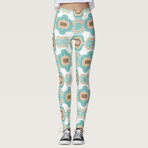 farbenfrohe blau/bräunliche/braune Medaille Leggings