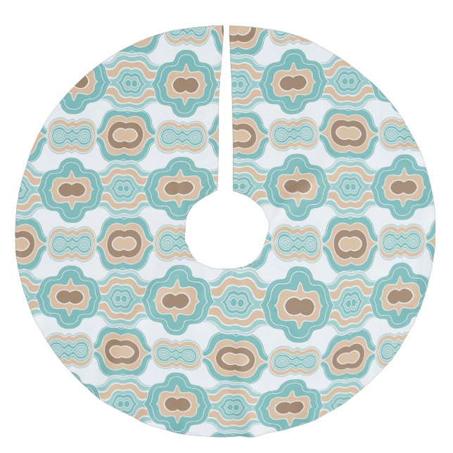 Farbenfrohe blau-bräunliche/braune Medaille Polyester Weihnachtsbaumdecke (Vorderseite)