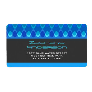Farbenfrohe Blau Zig Zag Muster Mod Waves Adresse