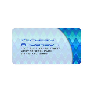 Farbenfrohe Blau Zig Zag Muster Mod Waves Adresse Adressaufkleber