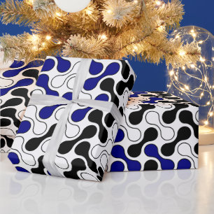 Farbenfrohe blaue geometrische Metaballmuster Geschenkpapier