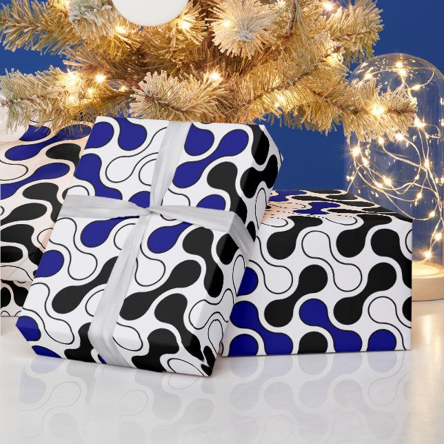 Farbenfrohe blaue geometrische Metaballmuster Geschenkpapier (Feiertage)