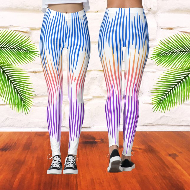 Farbenfrohe Blaue Lila Abstrakte Musikwelle Leggings (Von Creator hochgeladen)