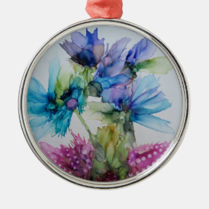 Farbenfrohe blaue Lila rosa grüne Blumenkunst Ornament Aus Metall