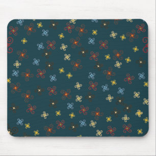 Farbenfrohe blaue Rot Gelb Gelbbraun Pinwheels Mousepad