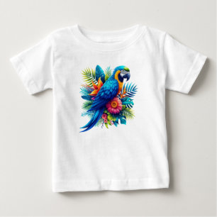 Farbenfrohe, blaue tropische Maca Baby T-shirt