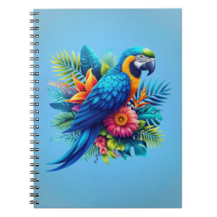 Farbenfrohe, blaue tropische Maca Notizblock