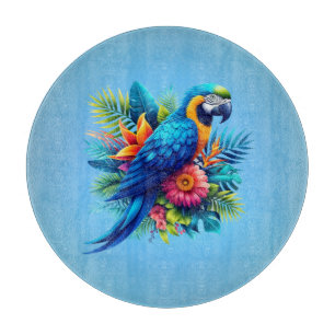 Farbenfrohe, blaue tropische Maca Schneidebrett