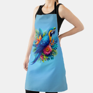 Farbenfrohe, blaue tropische Maca Schürze