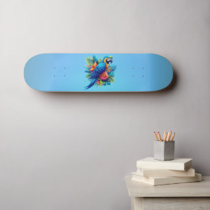 Farbenfrohe, blaue tropische Maca Skateboard
