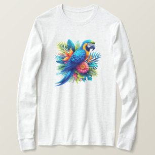 Farbenfrohe, blaue tropische Maca T-Shirt