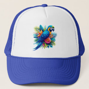 Farbenfrohe, blaue tropische Maca Truckerkappe