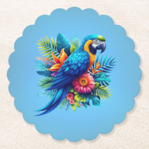 Farbenfrohe, blaue tropische Maca Untersetzer
