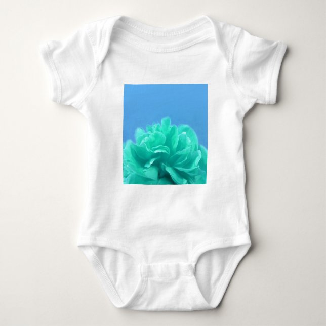 Farbenfrohe blaugrüne Blüte Baby Strampler (Vorderseite)