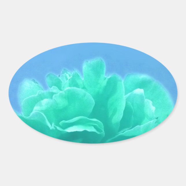 Farbenfrohe blaugrüne Blüte Ovaler Aufkleber (Vorderseite)