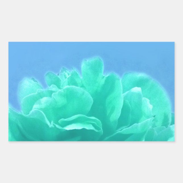 Farbenfrohe blaugrüne Blüte Rechteckiger Aufkleber (Vorderseite)