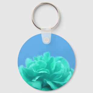 Farbenfrohe blaugrüne Blüte Schlüsselanhänger