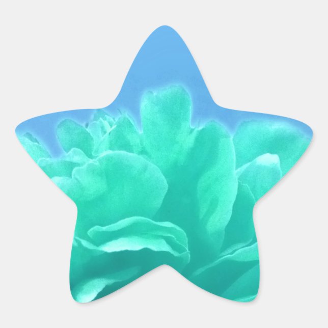 Farbenfrohe blaugrüne Blüte Stern-Aufkleber (Vorderseite)