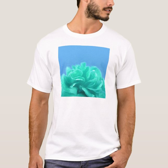 Farbenfrohe blaugrüne Blüte T-Shirt (Vorderseite)