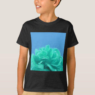 Farbenfrohe blaugrüne Blüte T-Shirt