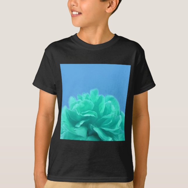 Farbenfrohe blaugrüne Blüte T-Shirt (Vorderseite)