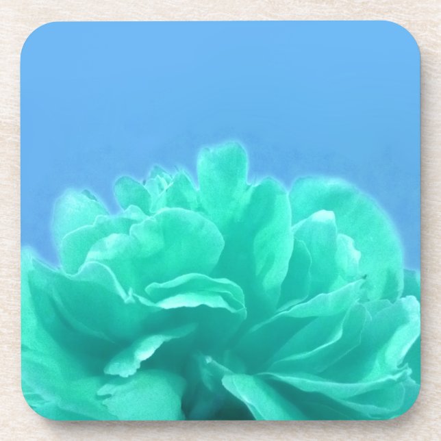 Farbenfrohe blaugrüne Blüte Untersetzer (Vorderseite)