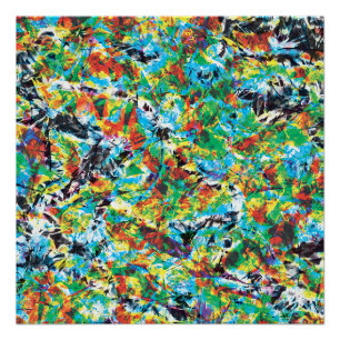 Farbenfrohe blaugrüne Frühlingsmuster Blume Kunst Poster