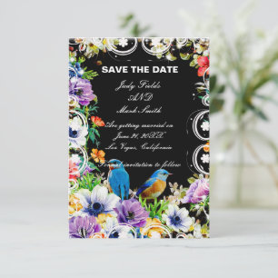 Farbenfrohe Blauvögel und botanische Save the Date