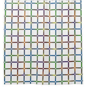 Farbenfrohe Blended Rainbow Grid mit Negativ Space Duschvorhang