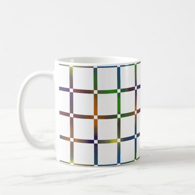 Farbenfrohe Blended Rainbow Grid mit Negativ Space Kaffeetasse (Links)