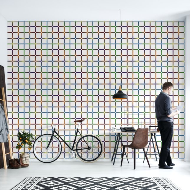 Farbenfrohe Blended Rainbow Grid mit Negativ Space Tapete (Wohnbereich)